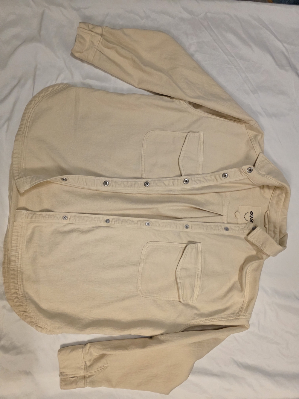 aerie Women's Oversized Cream Button-Front Shirt Jacket (Shacket)